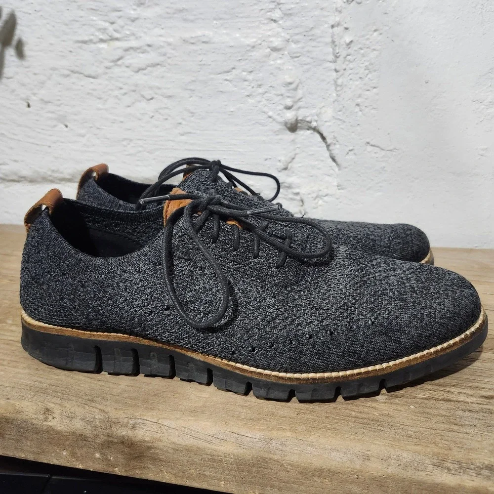 Cole Haan Zerogrand Stitchlite Wingtip Oxford Mens 10.5 M Charcoal Grey C27694